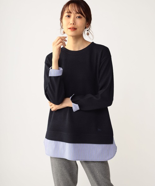 DECOY SINCE 1981(デコイシンスイチキュウハチイチ)の「レイヤード風プルオーバー(Tシャツ/カットソー・レディース・ベージュ/ネイビー/グレー・LL/M/L)」の3枚目の写真