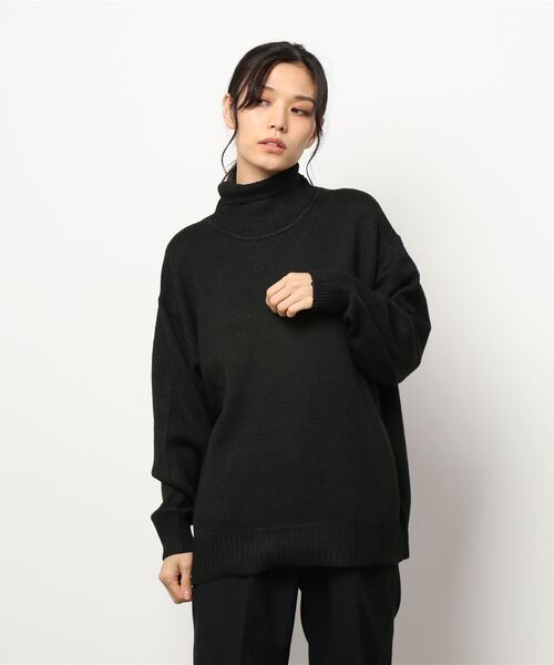 koe（コエ）の「天竺編みタートルネックニット*（ニット/セーター・レディース・ライトベージュ/カーキ/グリーン/ブラック/ブラウン/マスタード・L/S/M）」の10枚目の写真