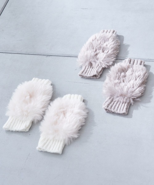 PAPILLONNER（パピヨネ）の「【PAPILLONNER/パピヨネ】スマホが使えるエコファー指ぬき手袋（手袋・レディース・ホワイト/ブラウン・FREE）」の15枚目の写真