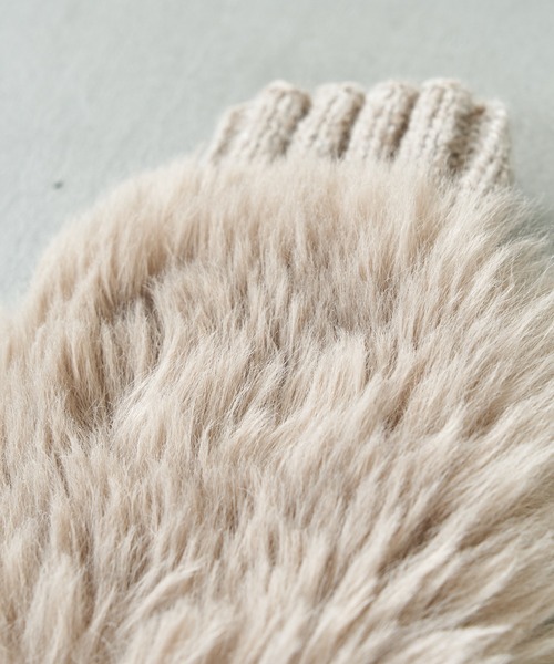 PAPILLONNER（パピヨネ）の「【PAPILLONNER/パピヨネ】スマホが使えるエコファー指ぬき手袋（手袋・レディース・ホワイト/ブラウン・FREE）」の8枚目の写真