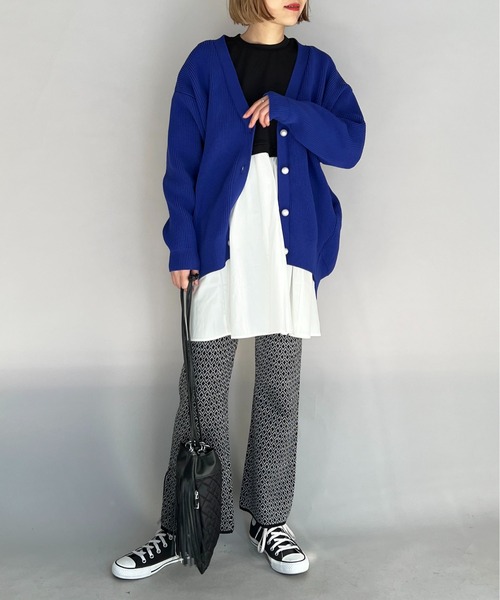 PICCIN（ピッチン）の「ハイゲージ幾何学ニットパンツ（その他パンツ・レディース・グリーン/ブラック・M/L）」の8枚目の写真