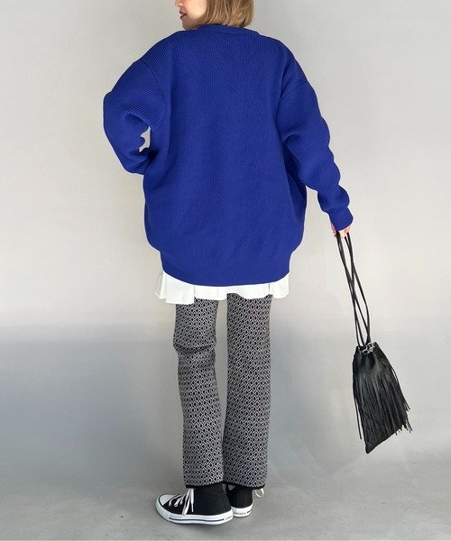 PICCIN（ピッチン）の「ハイゲージ幾何学ニットパンツ（その他パンツ・レディース・グリーン/ブラック・M/L）」の4枚目の写真