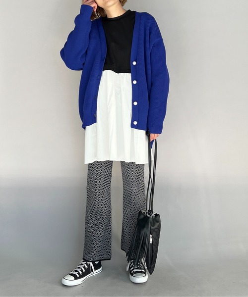 PICCIN（ピッチン）の「ハイゲージ幾何学ニットパンツ（その他パンツ・レディース・グリーン/ブラック・M/L）」の10枚目の写真