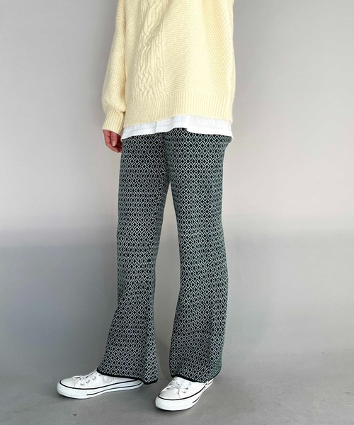 PICCIN（ピッチン）の「ハイゲージ幾何学ニットパンツ（その他パンツ・レディース・グリーン/ブラック・M/L）」の20枚目の写真