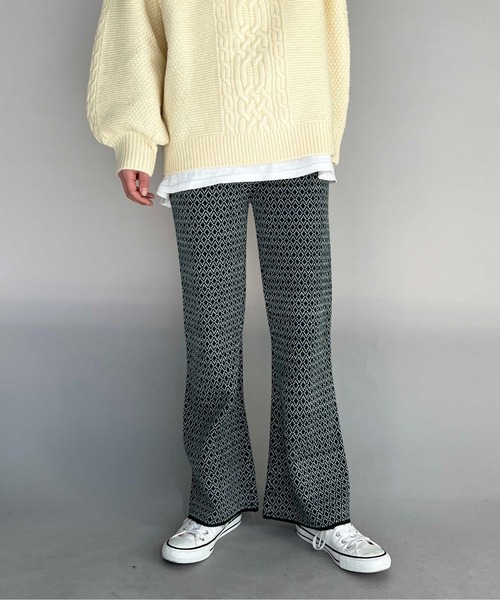 PICCIN（ピッチン）の「ハイゲージ幾何学ニットパンツ（その他パンツ・レディース・グリーン/ブラック・M/L）」の19枚目の写真