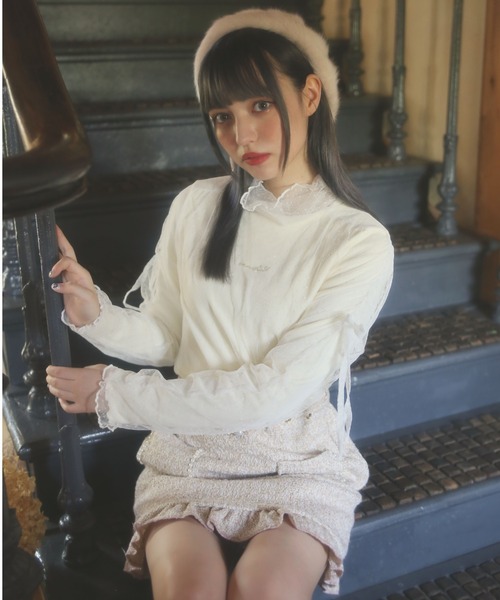 Swankiss（スワンキス）の「AD candoll cut T（Tシャツ/カットソー・レディース・ピンク/オフホワイト/ブラック/グレー・FREE）」の8枚目の写真