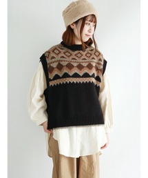 Samansa Mos2 | ジャカードニットベスト(ベスト)