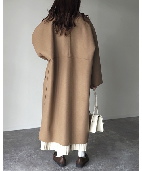 Riberry（リベリー）の「オーバーサイズノーカラーコート（ノーカラーコート・レディース・ベージュ/ネイビー/ブラウン/グリーン・FREE）」の17枚目の写真