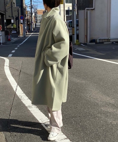 leswel(レスウェル)の「ラグラン袖 ステンカラーコート(ステンカラーコート・レディース・ライトグリーン/ダークブラウン・M/L/LL/3L/4L/5L)」の12枚目の写真