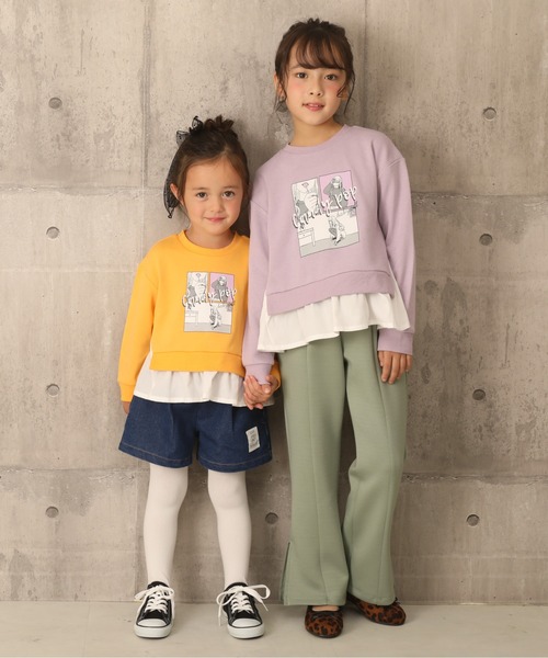 BABYDOLL（ベビードール）の「フェイクレイヤードトレーナー 6139K（スウェット・キッズ・パープル/オレンジ・150cm/90cm/110cm/140cm/130cm/80ｃｍ/120cm/100cm）」の4枚目の写真