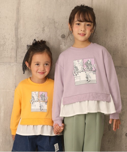 BABYDOLL（ベビードール）の「フェイクレイヤードトレーナー 6139K（スウェット・キッズ・パープル/オレンジ・150cm/90cm/110cm/140cm/130cm/80ｃｍ/120cm/100cm）」の3枚目の写真