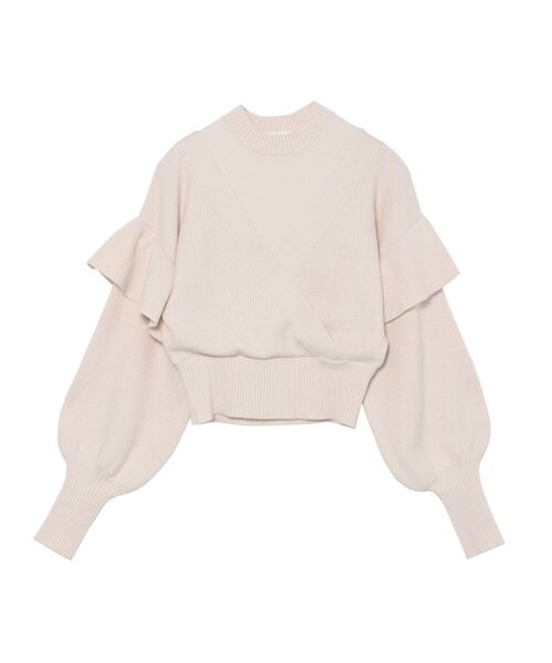 フリルオフショルレイヤードニットプルオーバー