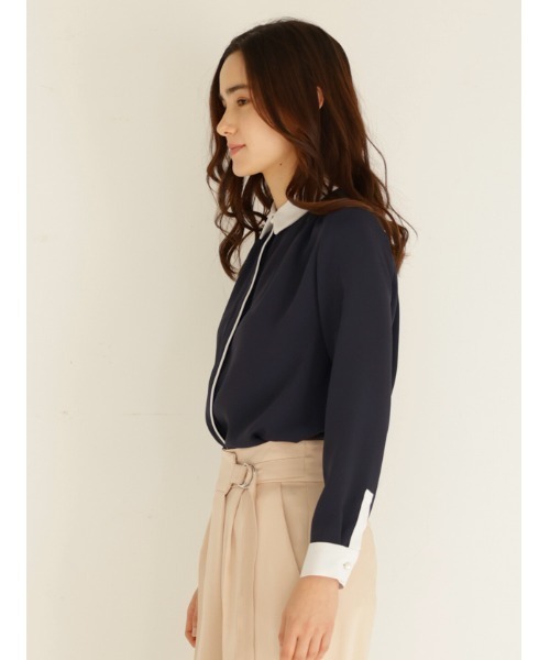 TONAL（トーナル）の「クレリックシャツ（シャツ/ブラウス・レディース・ネイビー/オフホワイト/モカ・38）」の11枚目の写真