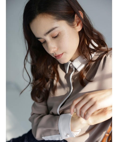 TONAL（トーナル）の「クレリックシャツ（シャツ/ブラウス・レディース・ネイビー/オフホワイト/モカ・38）」の16枚目の写真