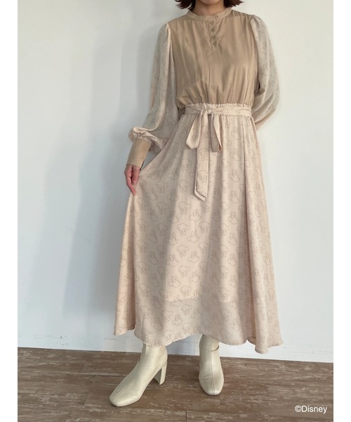 Disney（ディズニー）の「ミニー/スタンドカラーワンピース（ワンピース・レディース・ベージュ・FREE）」の14枚目の写真