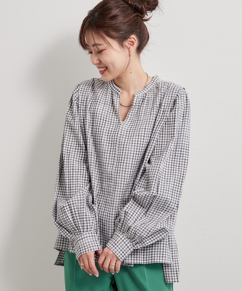 CIAOPANIC TYPY(チャオパニックティピー)の「チェックボリュームブラウス(シャツ/ブラウス・レディース・イエロー/グリーン/ブラック・ONE SIZE)」の4枚目の写真