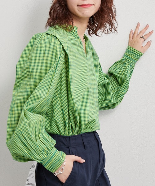 CIAOPANIC TYPY(チャオパニックティピー)の「チェックボリュームブラウス(シャツ/ブラウス・レディース・イエロー/グリーン/ブラック・ONE SIZE)」の18枚目の写真