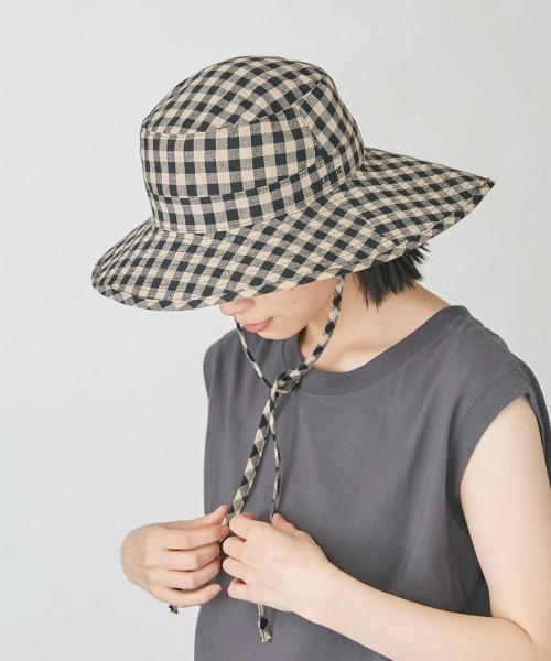 OVERRIDE（オーバーライド）の「OVERRIDE GINGHAM SNAP ROLLHAT（ハット・レディース・ブラック/オレンジ・58cm）」の2枚目の写真