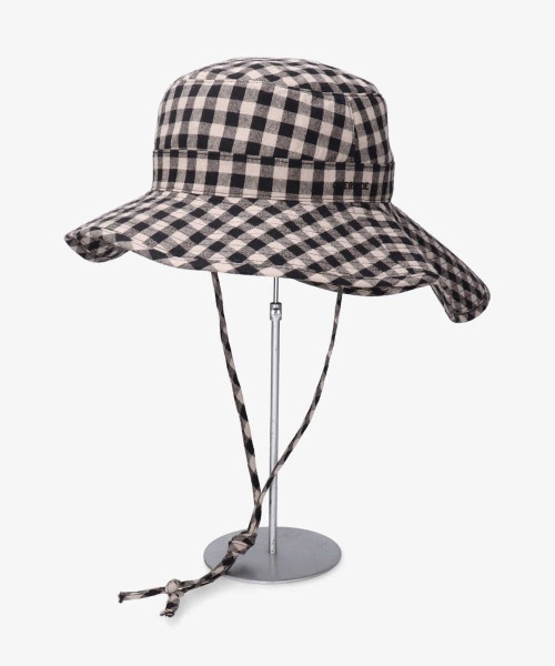 OVERRIDE（オーバーライド）の「OVERRIDE GINGHAM SNAP ROLLHAT（ハット・レディース・ブラック/オレンジ・58cm）」の5枚目の写真