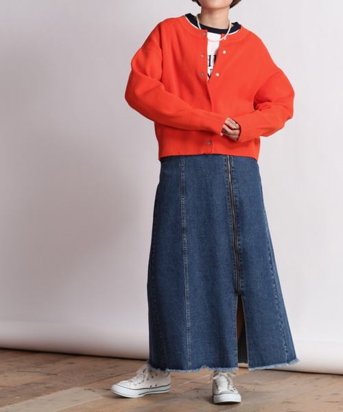 cepo（セポ）の「カラフルクルーネックリブニットカーディガン（カーディガン/ボレロ・レディース・オフホワイト/イエロー/オレンジ/ブルー・M）」の4枚目の写真