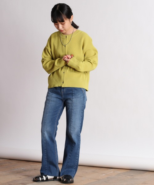 cepo（セポ）の「カラフルクルーネックリブニットカーディガン（カーディガン/ボレロ・レディース・オフホワイト/イエロー/オレンジ/ブルー・M）」の21枚目の写真