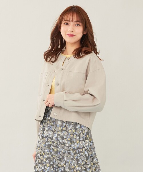 ANY SIS(エニィスィス)の「【洗える】ショートツイルデニム ジャケット(デニムジャケット・レディース・ベージュ系/ダルブルー系・2)」の2枚目の写真