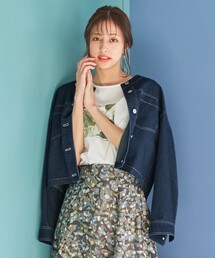 【洗える】ショートツイルデニム ジャケット