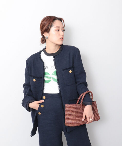 Rie Miller（リエミラー）の「フリンジ4Pノーカラージャケット