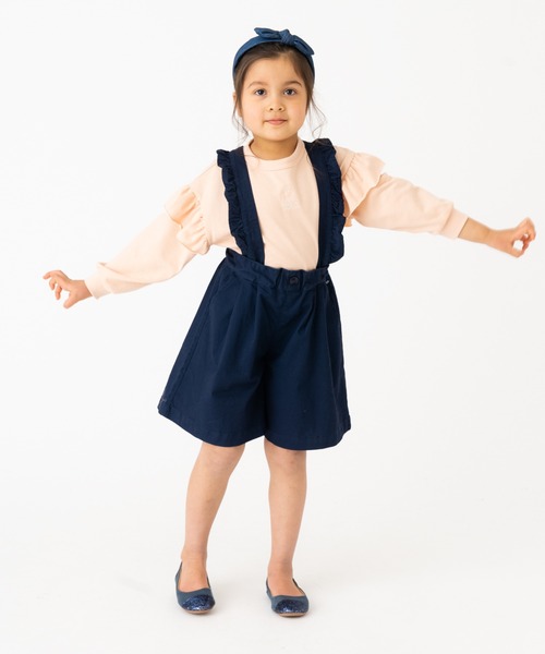 RUGGEDWORKS（ラゲッドワークス）の「《お揃い》　サス付タックキュロット（サロペット/オーバーオール・キッズ・マスタード/ネイビー・140/90/100/150/110/130/120）」の2枚目の写真