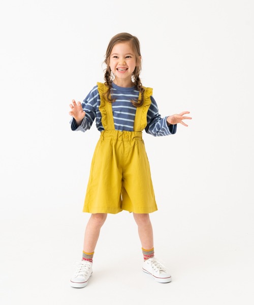 RUGGEDWORKS（ラゲッドワークス）の「《お揃い》　サス付タックキュロット（サロペット/オーバーオール・キッズ・マスタード/ネイビー・140/90/100/150/110/130/120）」の4枚目の写真