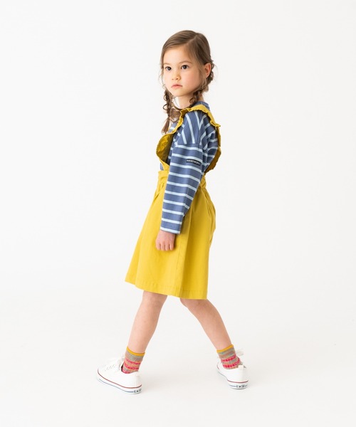 RUGGEDWORKS（ラゲッドワークス）の「《お揃い》　サス付タックキュロット（サロペット/オーバーオール・キッズ・マスタード/ネイビー・140/90/100/150/110/130/120）」の6枚目の写真