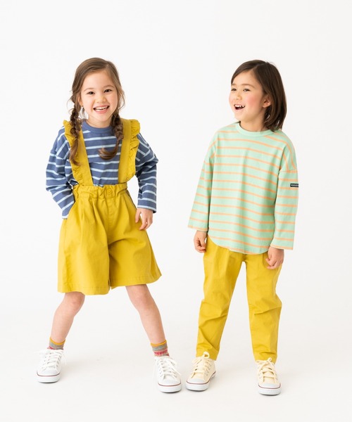 RUGGEDWORKS（ラゲッドワークス）の「《お揃い》　サス付タックキュロット（サロペット/オーバーオール・キッズ・マスタード/ネイビー・140/90/100/150/110/130/120）」の3枚目の写真