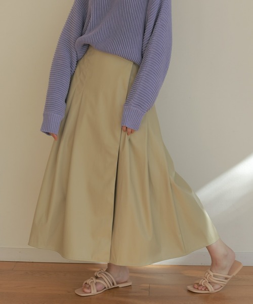 ReNorm（リノーム）の「フェイクレザーラップスカート（スカート・レディース・ベージュ/ミント/ブラウン・S/M）」の3枚目の写真