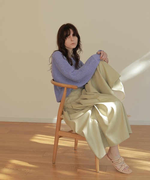 ReNorm（リノーム）の「フェイクレザーラップスカート（スカート・レディース・ベージュ/ミント/ブラウン・S/M）」の5枚目の写真