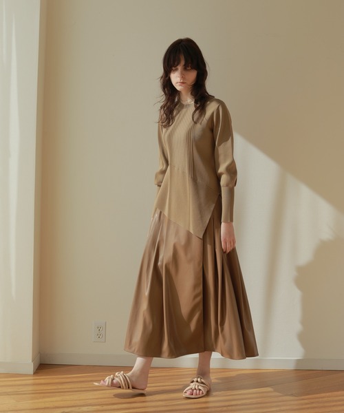 ReNorm（リノーム）の「フェイクレザーラップスカート（スカート・レディース・ベージュ/ミント/ブラウン・S/M）」の7枚目の写真