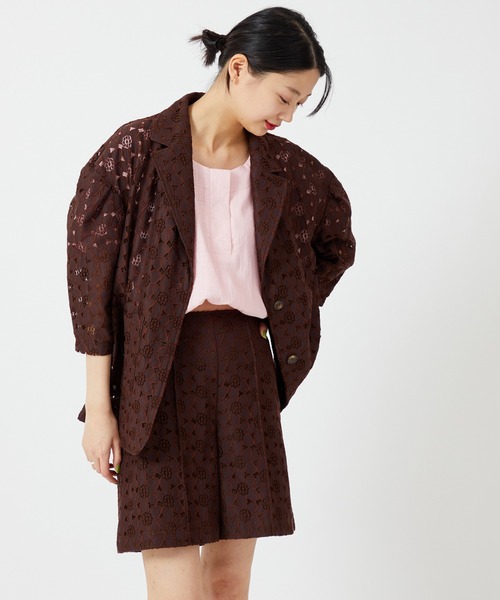 U by SPICK&SPAN(ユーバイスピックアンドスパン)の「レースジャケット◆(テーラードジャケット・レディース・ベージュ/ブラウン・FREE)」の2枚目の写真
