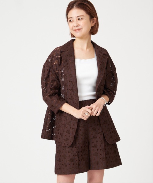 U by SPICK&SPAN(ユーバイスピックアンドスパン)の「レースジャケット◆(テーラードジャケット・レディース・ベージュ/ブラウン・FREE)」の3枚目の写真