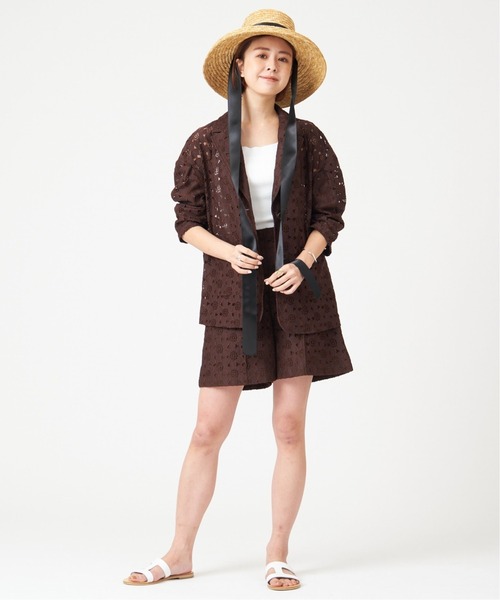 U by SPICK&SPAN(ユーバイスピックアンドスパン)の「レースジャケット◆(テーラードジャケット・レディース・ベージュ/ブラウン・FREE)」の4枚目の写真