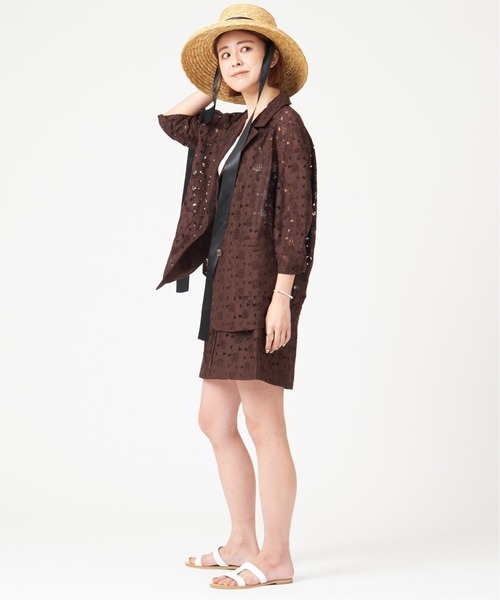 U by SPICK&SPAN(ユーバイスピックアンドスパン)の「レースジャケット◆(テーラードジャケット・レディース・ベージュ/ブラウン・FREE)」の6枚目の写真
