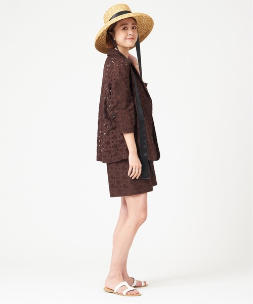 U by SPICK&SPAN(ユーバイスピックアンドスパン)の「レースジャケット◆(テーラードジャケット・レディース・ベージュ/ブラウン・FREE)」の8枚目の写真