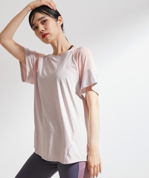 NERGY（ナージー）の「【吸水速乾】メッシュ切替えTシャツ（Tシャツ/カットソー・レディース・ホワイト/チャコールグレー/ピンク・FREE）」の3枚目の写真