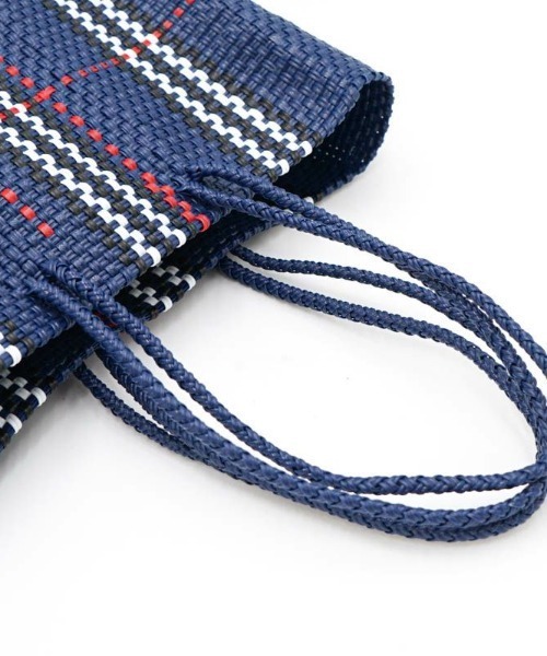 レトラ　中型かごバッグ 青緑チェック MERCADO BAG - 3 COLORS CHECK - Black/Navy/Dark Green (XS