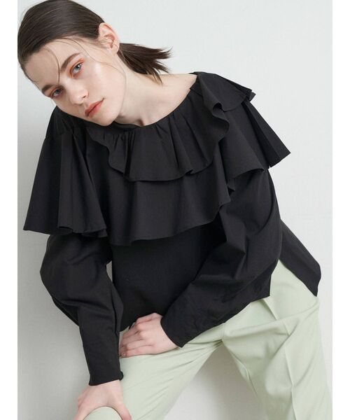ELENDEEK（エレンディーク）の「ラッフルタックレイヤードブラウス（シャツ/ブラウス・レディース・ブラック/ベージュ/オフホワイト・FREE）」の10枚目の写真