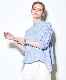 ストライプアシメ切替シャツ