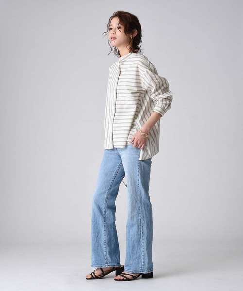 RAW FUDGE（ローファッジ）の「ストライプアシメ切替シャツ（シャツ/ブラウス・レディース・ブルー/ベージュ系その他・M）」の7枚目の写真