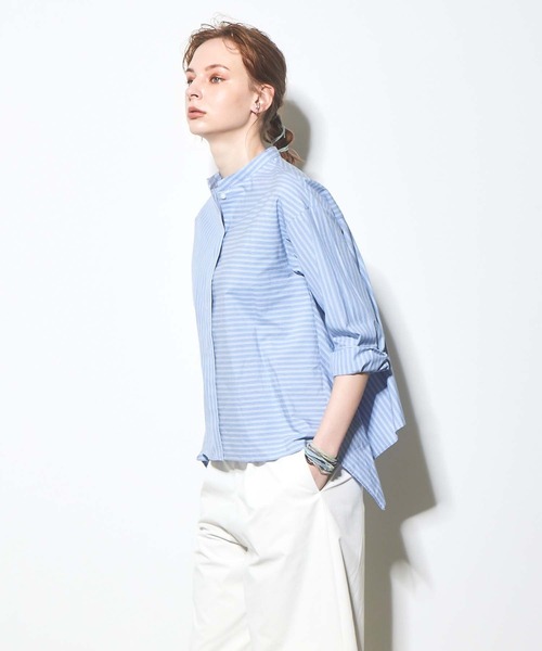 RAW FUDGE（ローファッジ）の「ストライプアシメ切替シャツ（シャツ/ブラウス・レディース・ブルー/ベージュ系その他・M）」の10枚目の写真