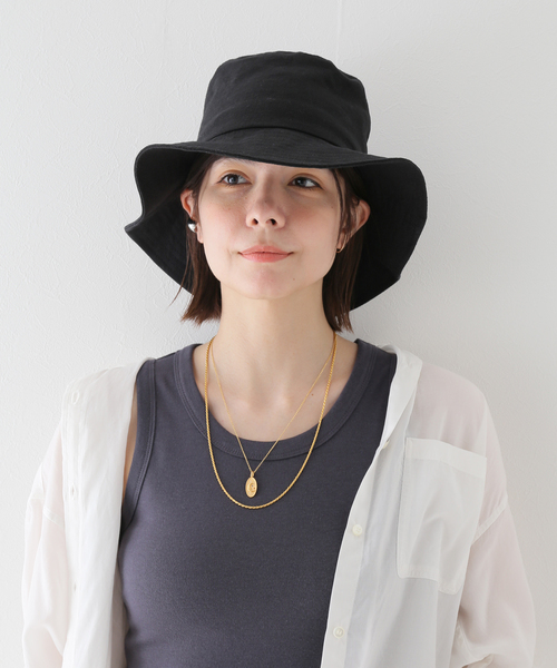 HOLLINGWORTH COUNTRY OUTFITTERS（ホリングワース カントリーアウトフィッターズ）の「【Hollingworth/ホリングワース】bucket hat：ハット（ハット・レディース・アイボリー/ブラック・FREE）」の9枚目の写真