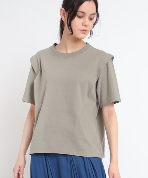 RNA-N(アールエヌエーエヌ)の「M1824 リサイクルコットンデザインTEE(Tシャツ/カットソー・レディース・ナチュラル/ダークカーキ/スミクロ・MEDIUM)」の1枚目の写真