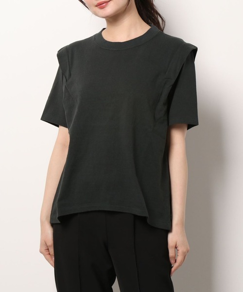 RNA-N(アールエヌエーエヌ)の「M1824 リサイクルコットンデザインTEE(Tシャツ/カットソー・レディース・ナチュラル/ダークカーキ/スミクロ・MEDIUM)」の2枚目の写真