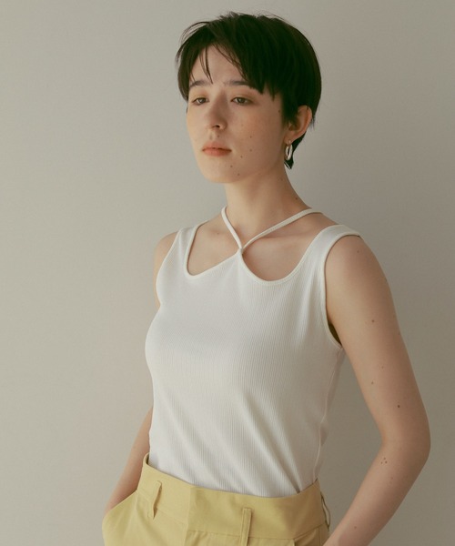 ReNorm(リノーム)の「アイレットテレコ2WAYタンクトップ(タンクトップ・レディース・ホワイト/ブラック/グリーン/イエロー・フリー)」の2枚目の写真